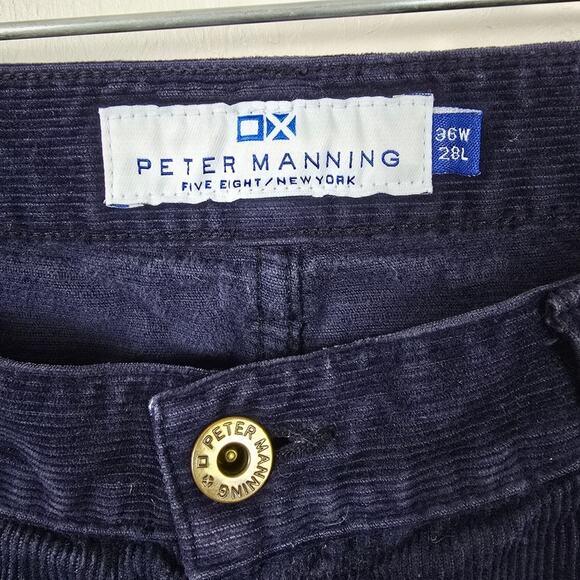 Peter Manning NYC Corduroy Chino Pants Navy Tapered USA Made Preppy 36x28 - Picture 12 of 12